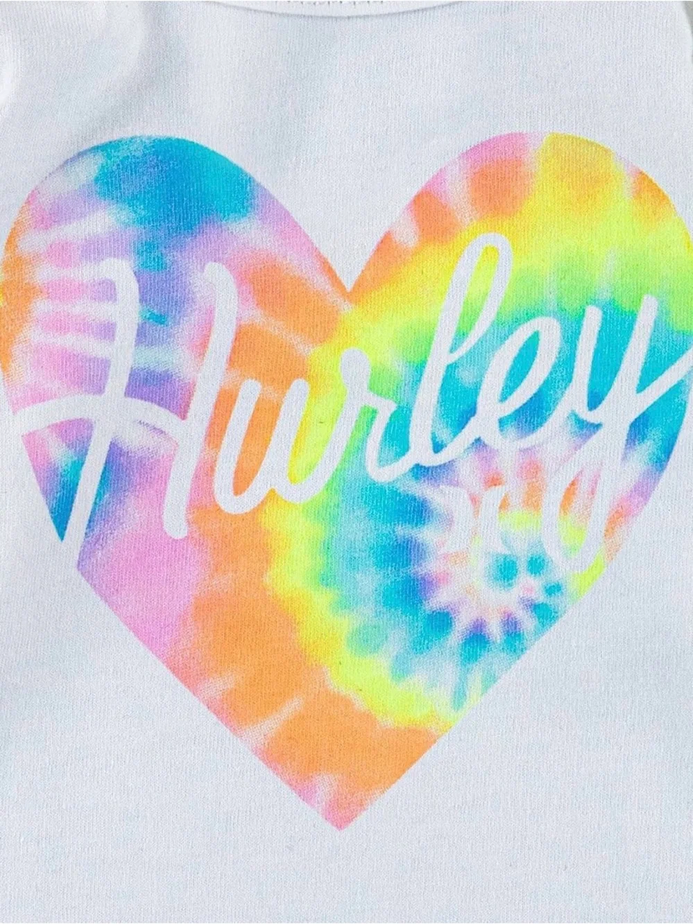 Hurley Baby Tie-Dye Heart Bodysuit & Leggings Set - White & Rainbow